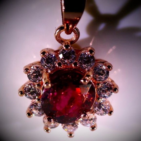 Red Tourmaline .55ct Rose Gold Silver Pendant